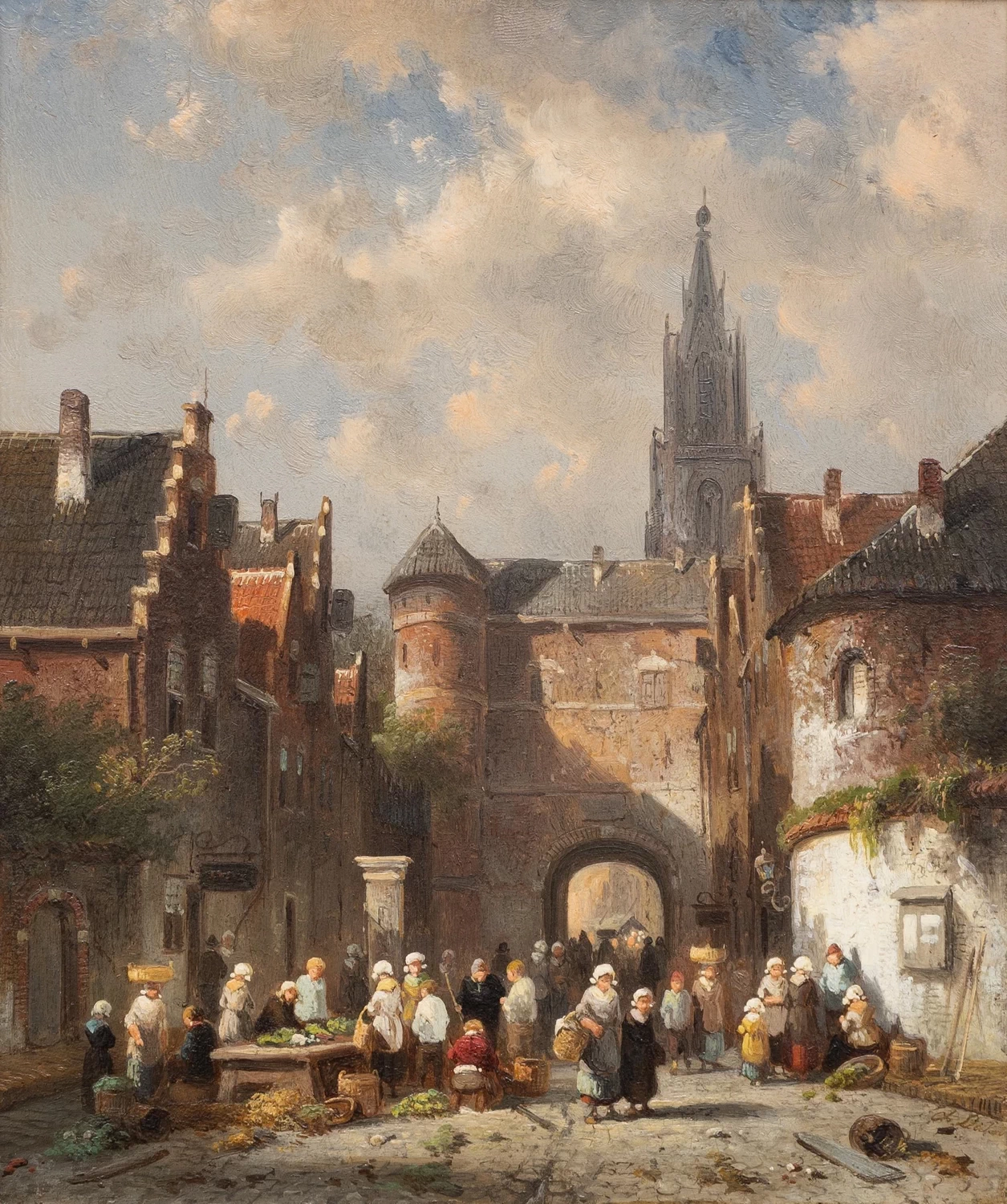 Charles Leickert - Una scena di mercato affollata